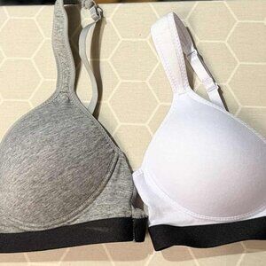 TWO NWOT Zone Pro Sports Bras - Grey and White, SIZE LARGE